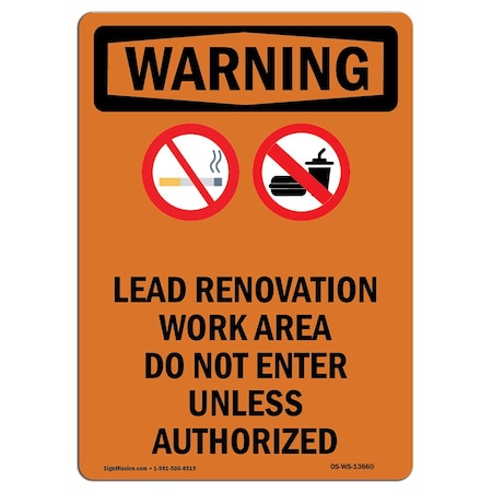 Signmission Safety Sign, OSHA WARNING, 14" Height, Lead Renovation, Portrait OS-WS-D-1014-V-13660
